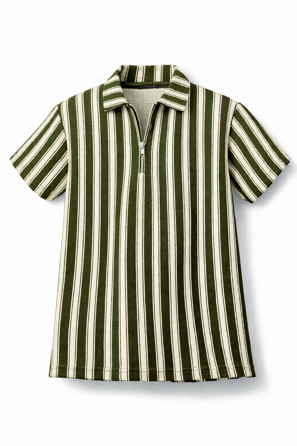 Pack of 2 - Waffle Knit Dual Stripe Zip Polo Shirt