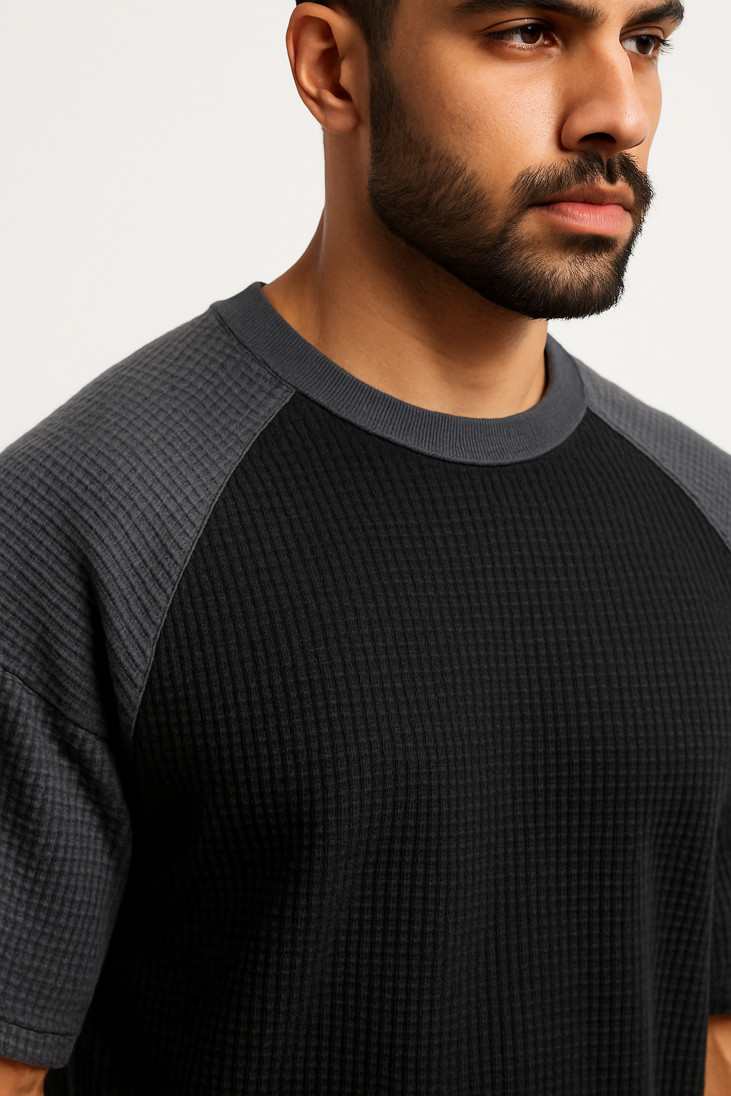 Pack of 2 Oversized Raglan Waffle Knit T-Shirts