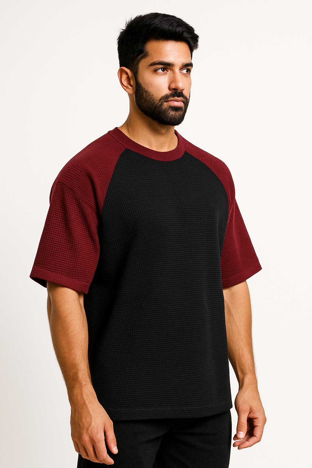 Pack of 2 Oversized Raglan Waffle Knit T-Shirts