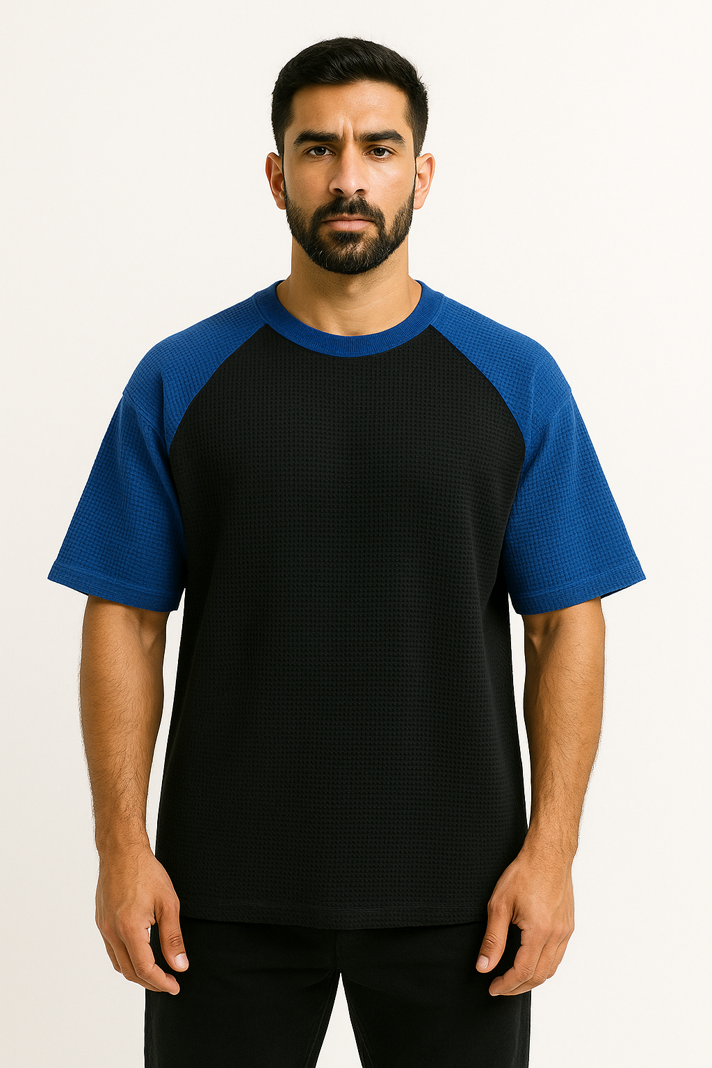 Oversized Waffle Knit Raglan T-Shirt