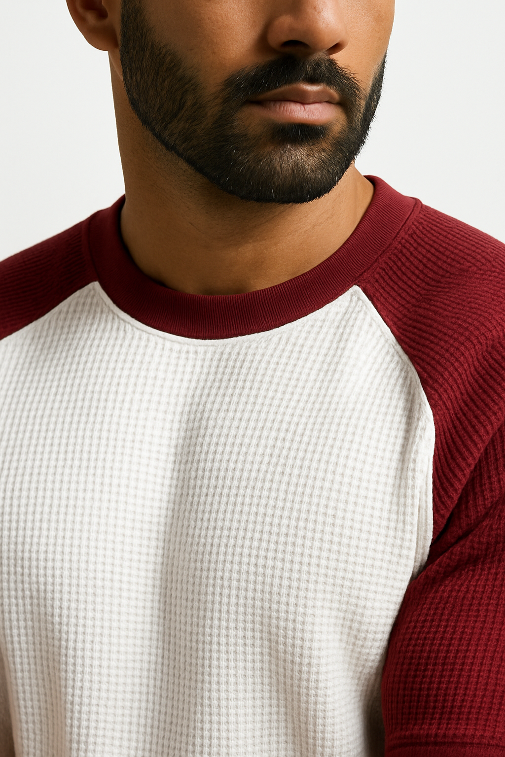 Oversized Waffle Knit Raglan T-Shirt