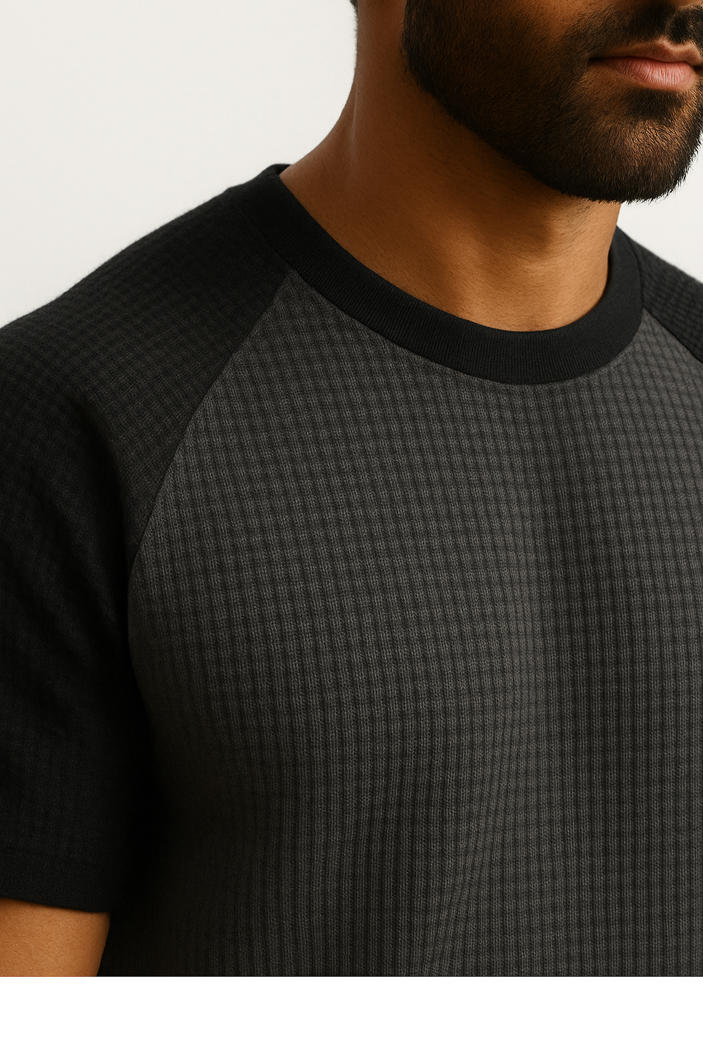 Oversized Waffle Knit Raglan T-Shirt