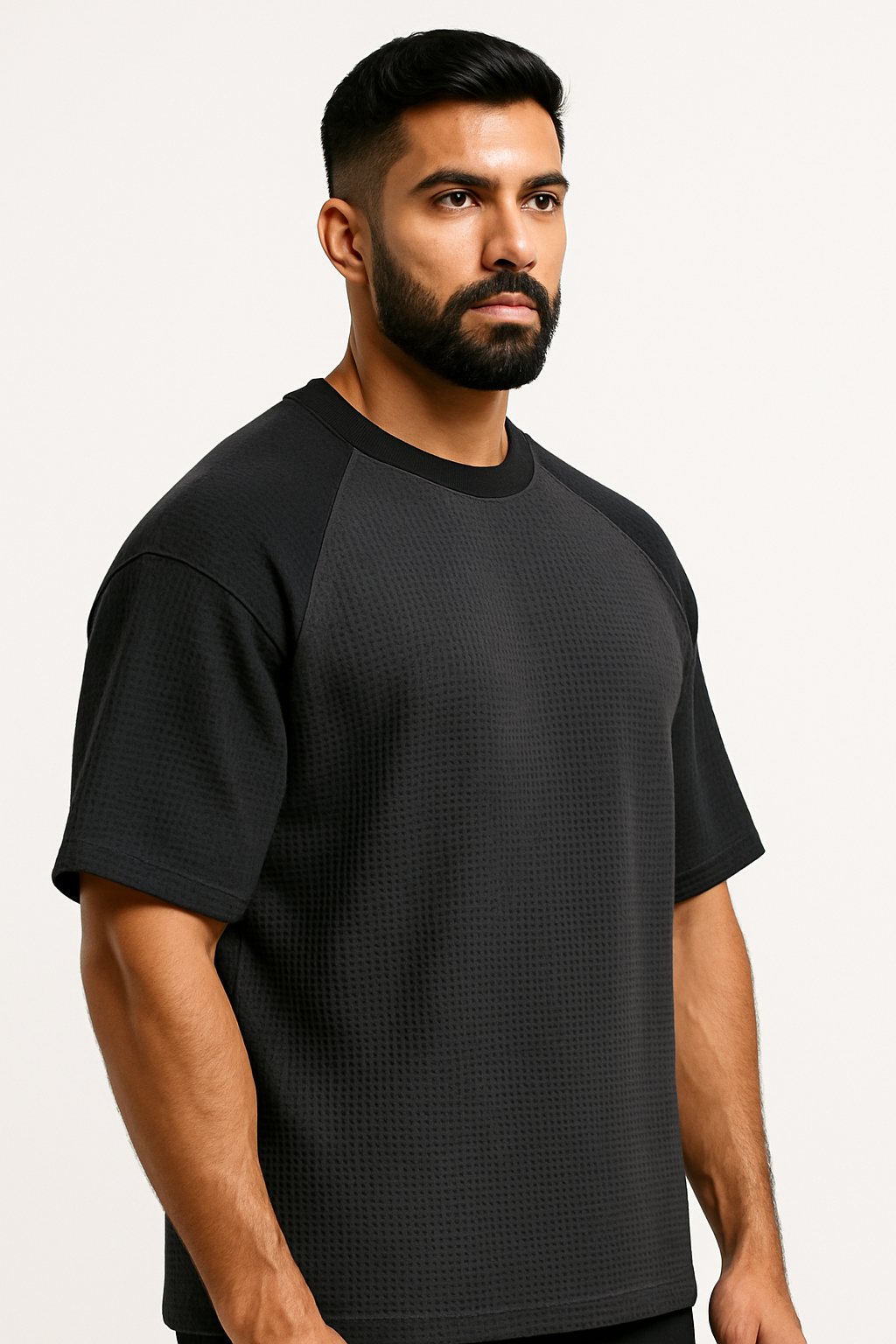 Oversized Waffle Knit Raglan T-Shirt