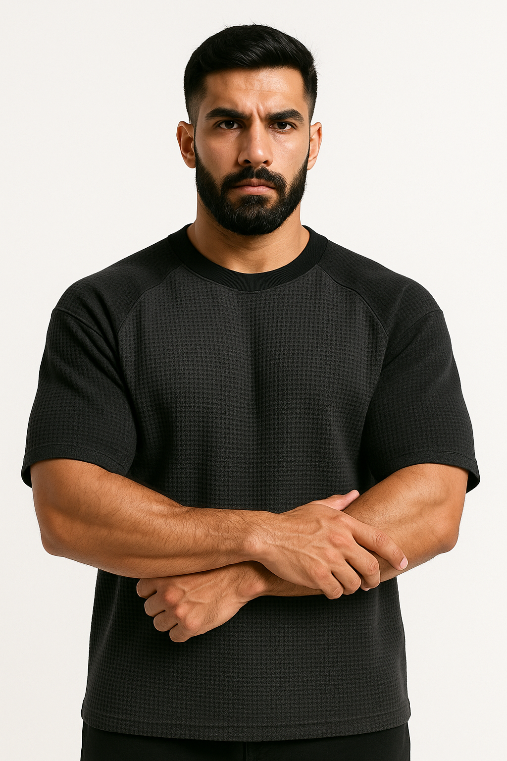 Oversized Waffle Knit Raglan T-Shirt