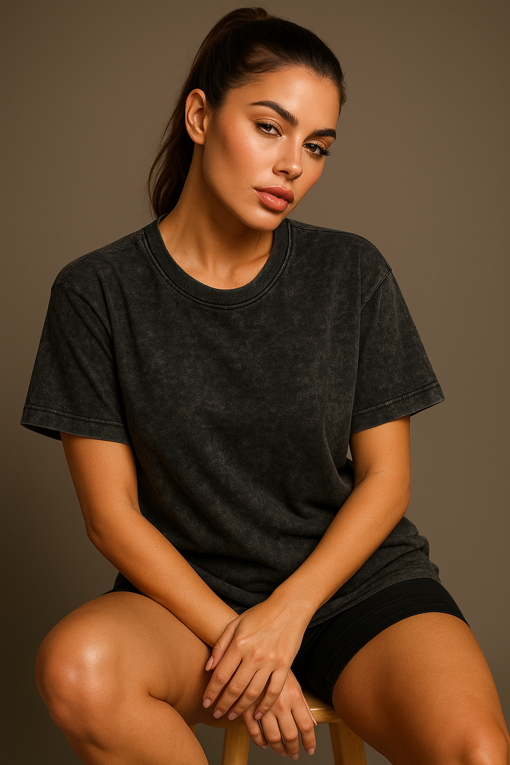 Acid Wash Oversized Tee for Women