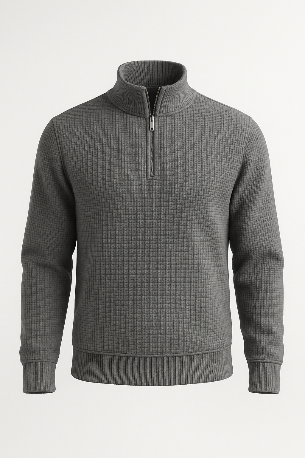 Gray WaffleZip Mockneck