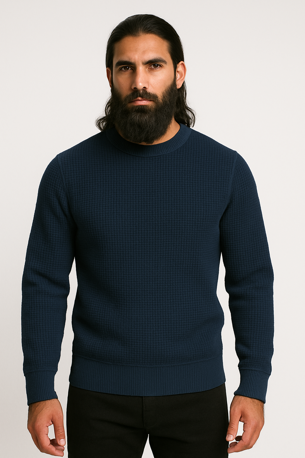 Pack of 2 Blue & Green Waffle-Knitted Sweatshirts