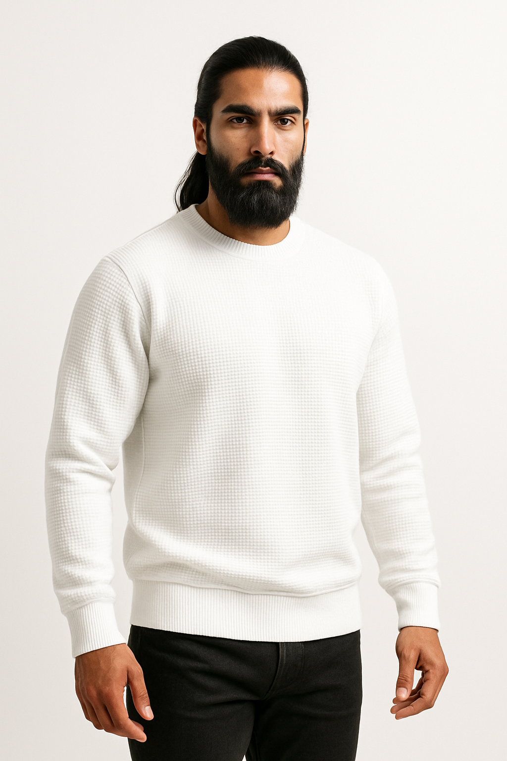 Pack of 2 Blue & White Waffle-Knitted Sweatshirts