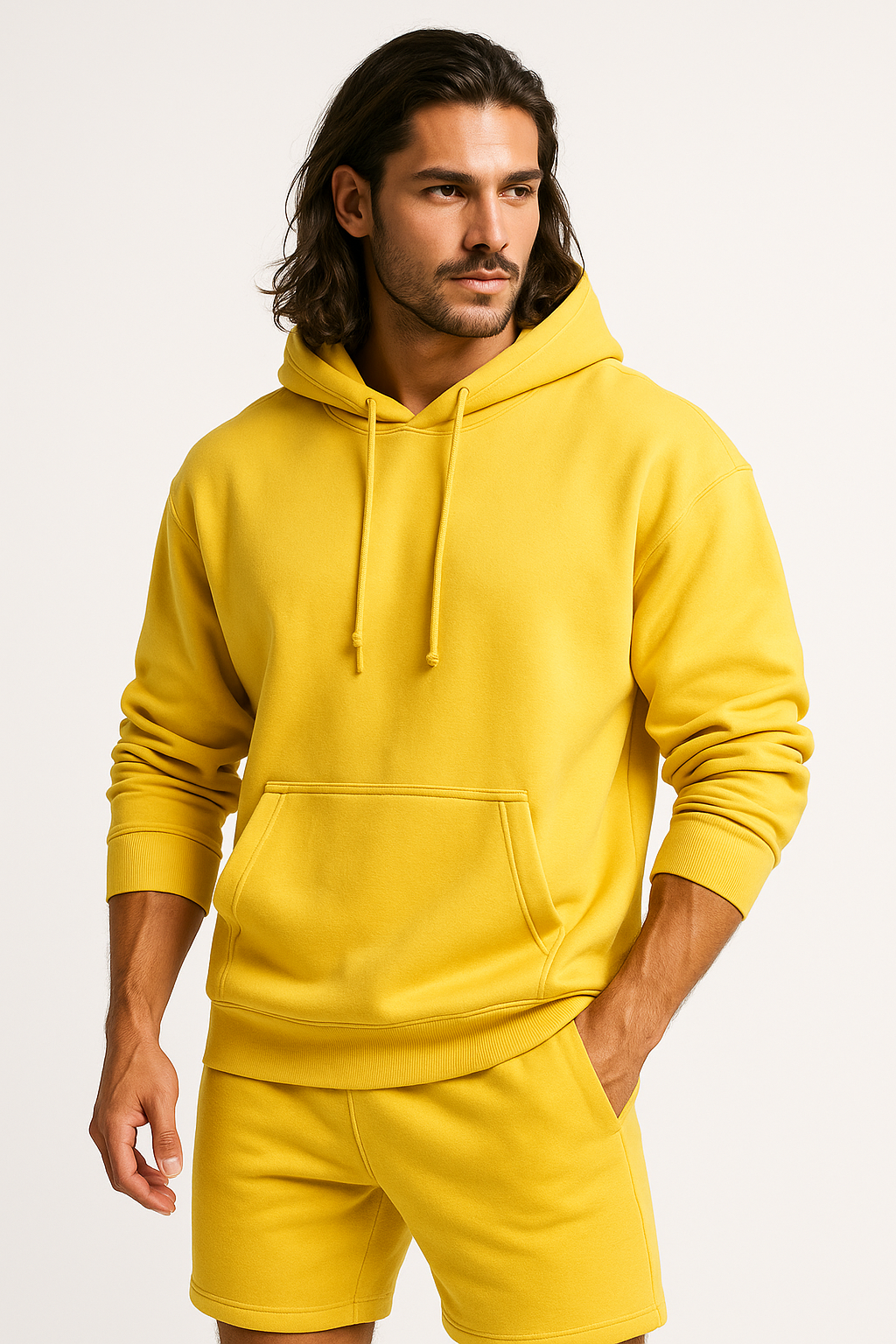 Yellow Basic Hoodie for Men – Drop Shoulder