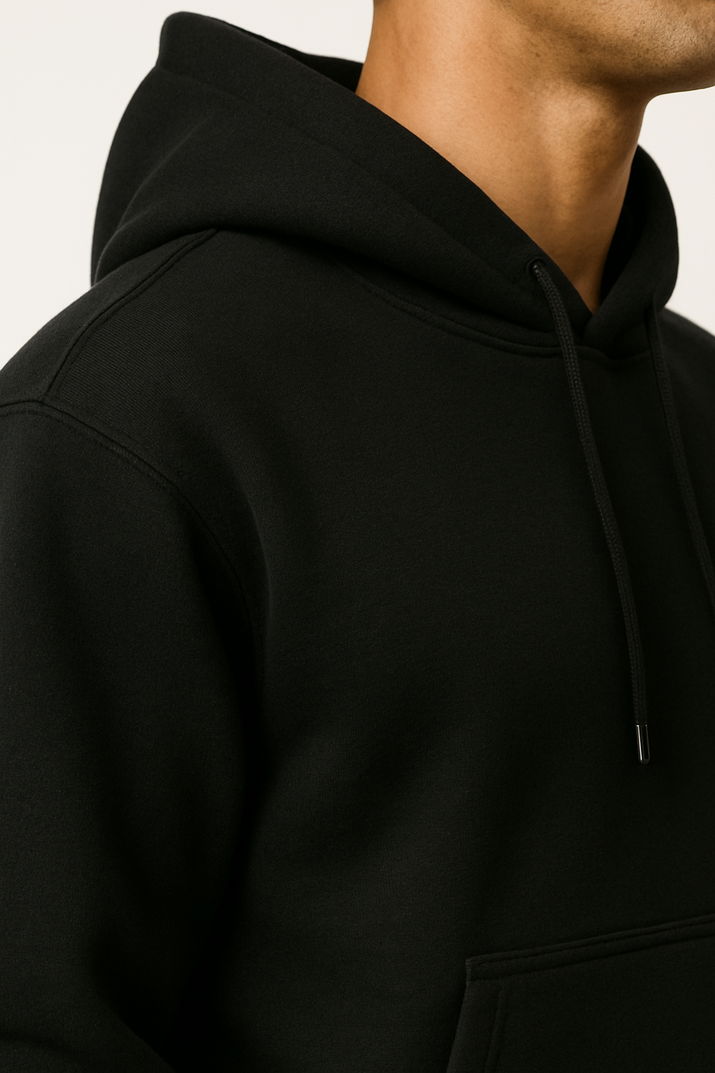 Black Basic Hoodie for Men – Drop Shoulder