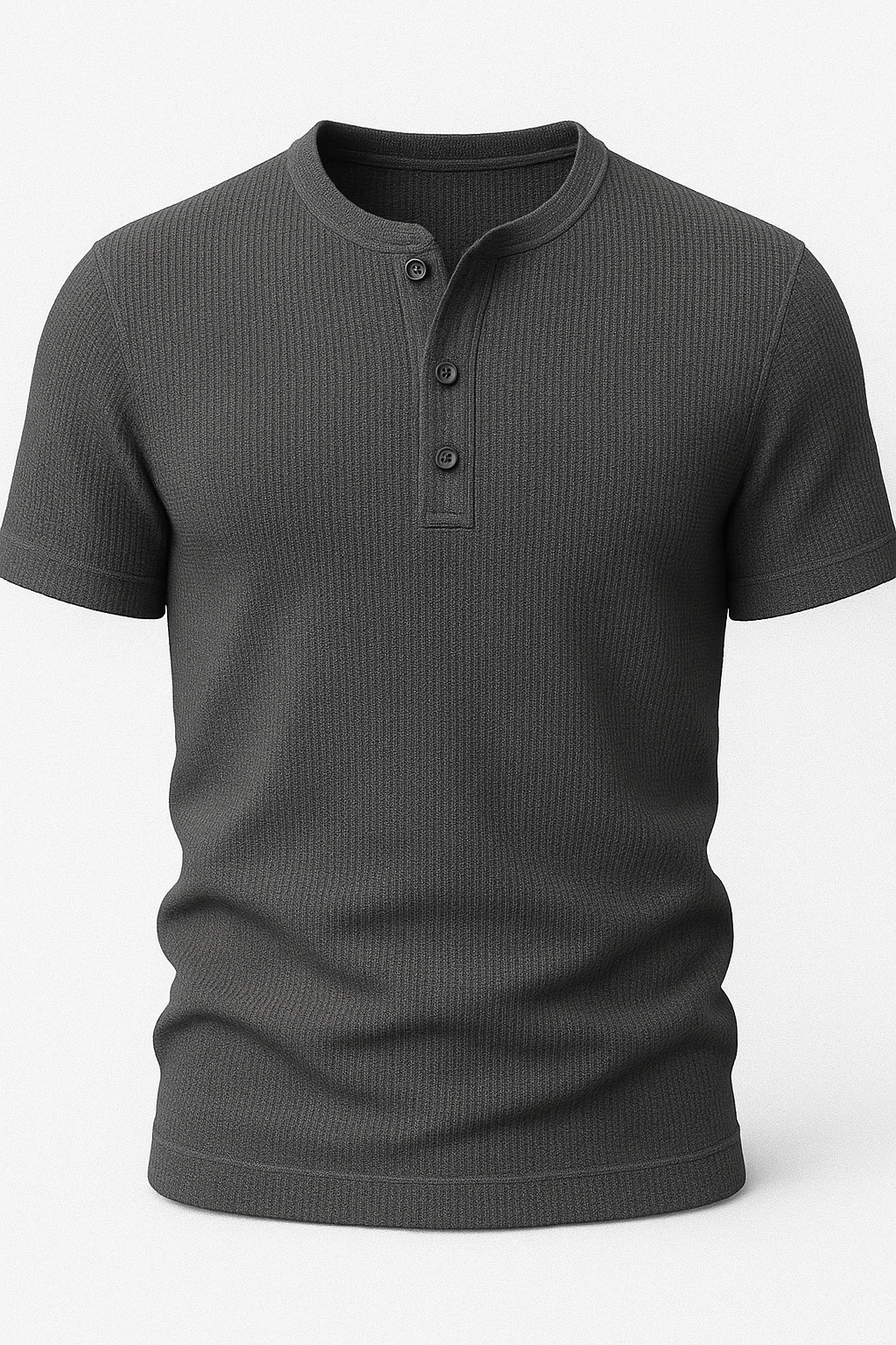 Charcoal Waffle Knit Henley T-Shirt