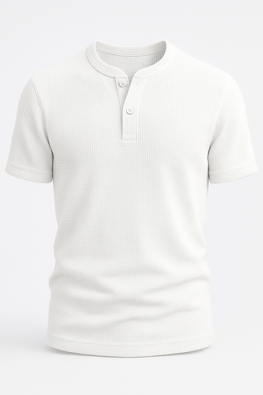 White Waffle Knit Henley T-Shirt