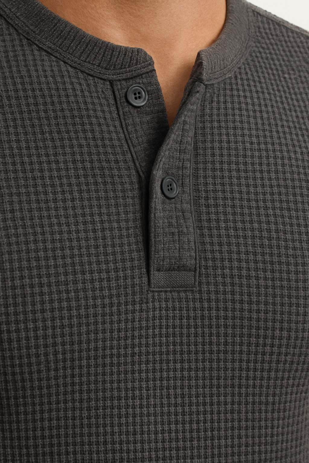 Charcoal Waffle Knit Henley T-Shirt