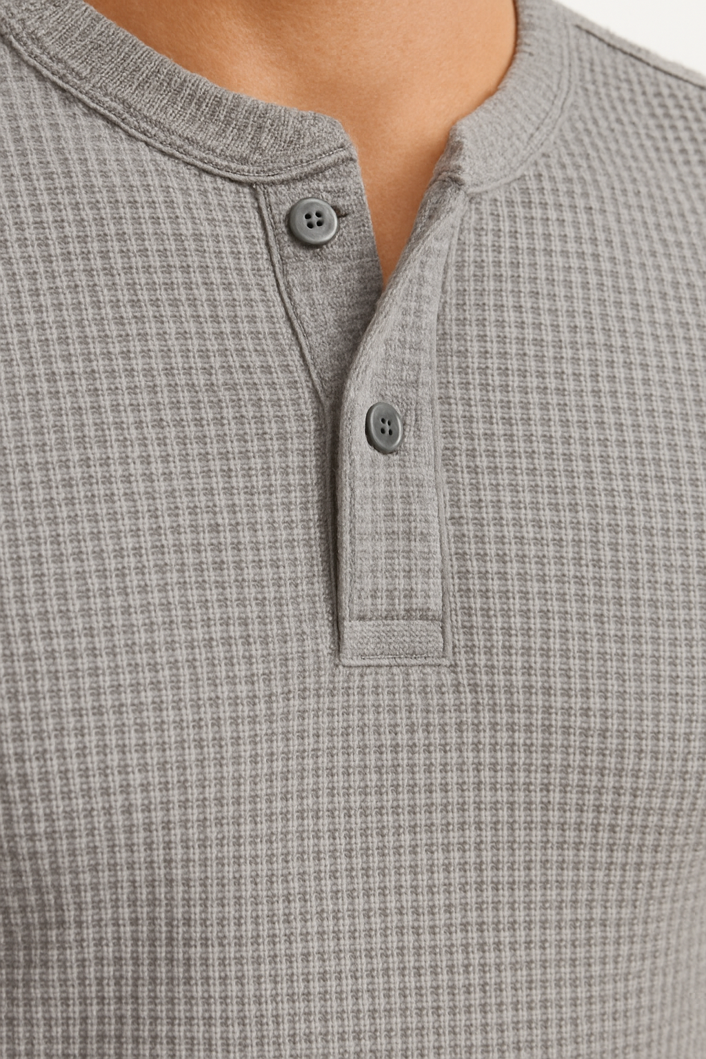 Gray Waffle Knit Henley T-Shirt