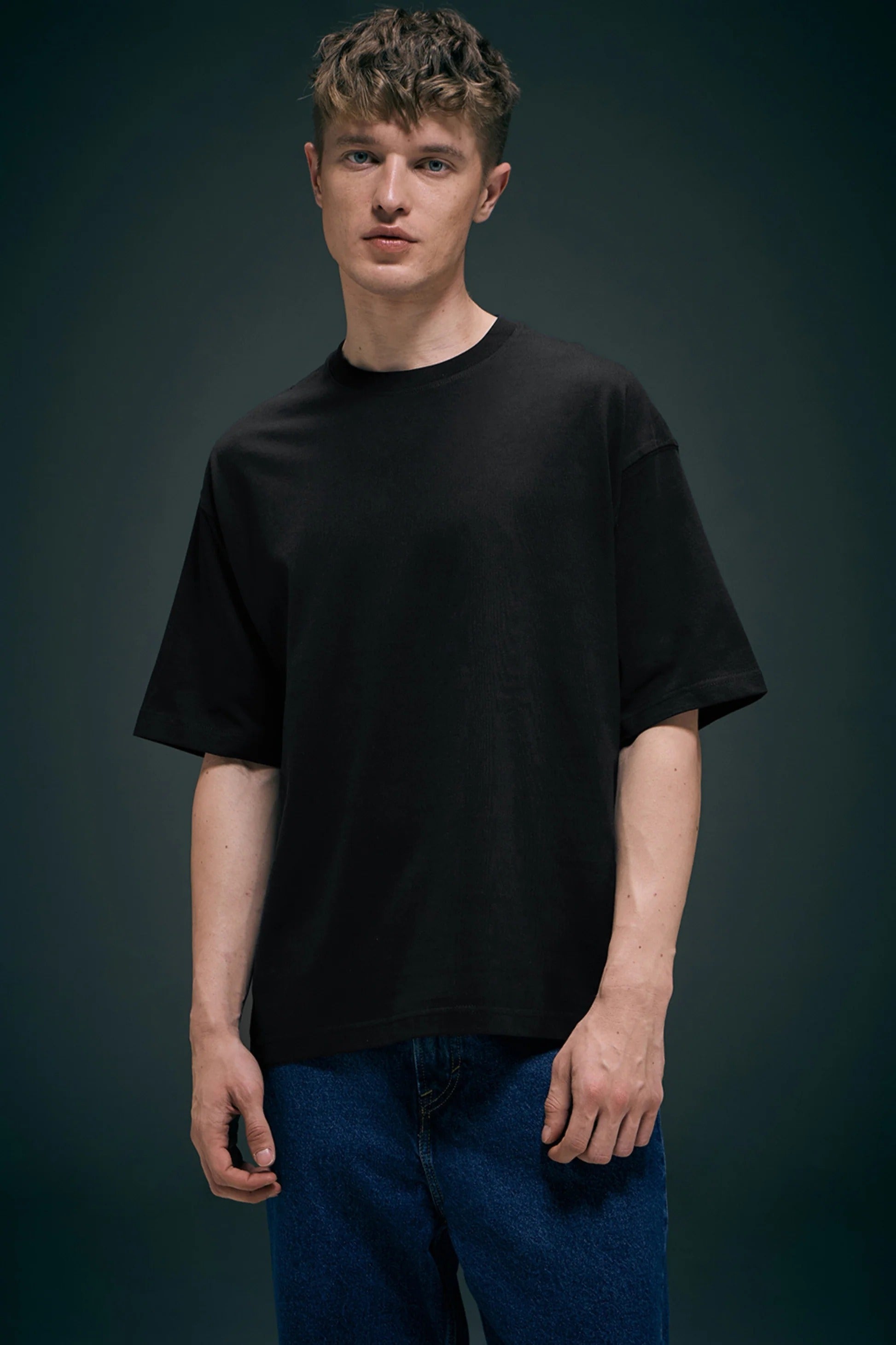 Black Oversized Drop Shoulder