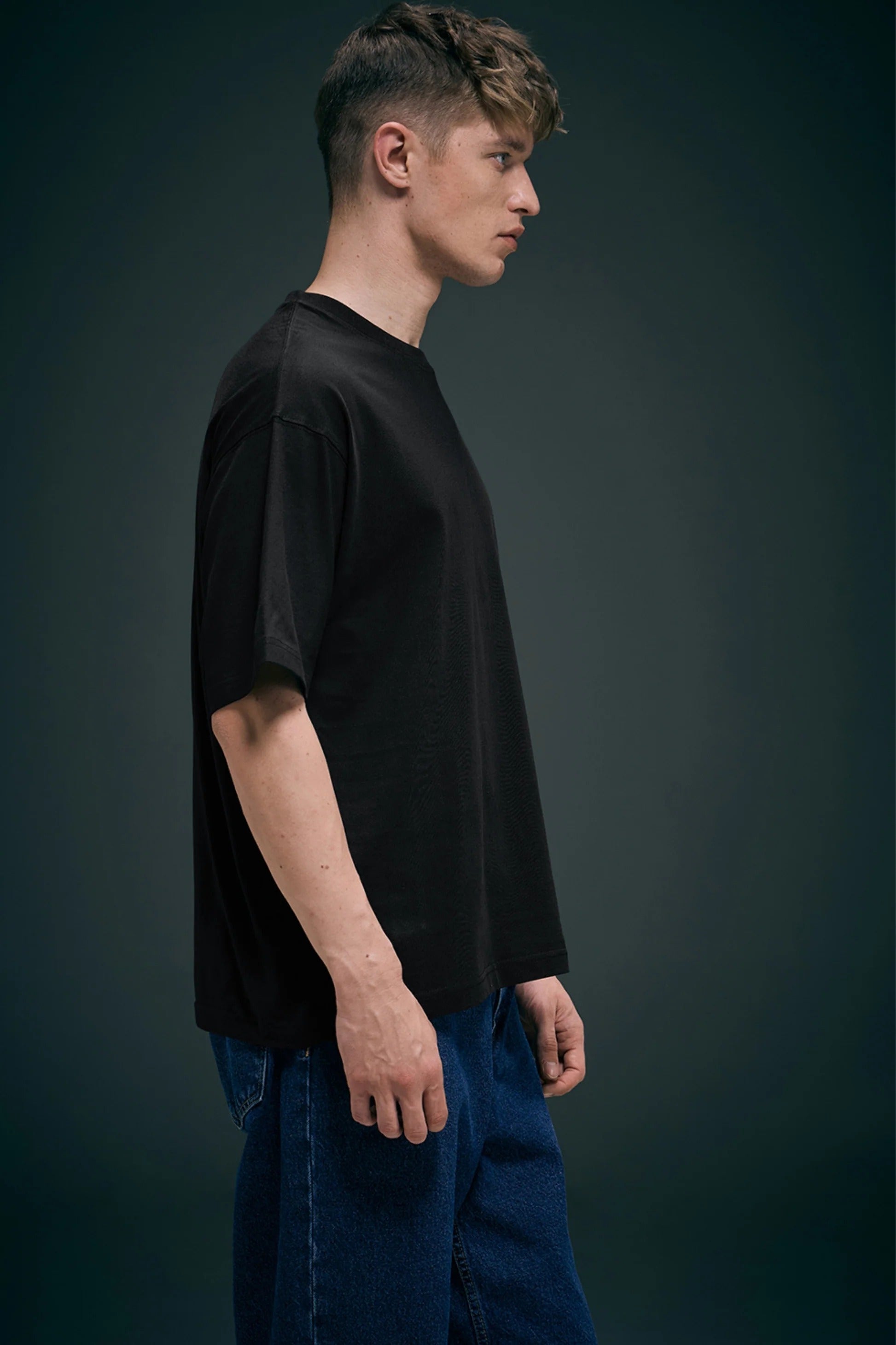Black Oversized Drop Shoulder