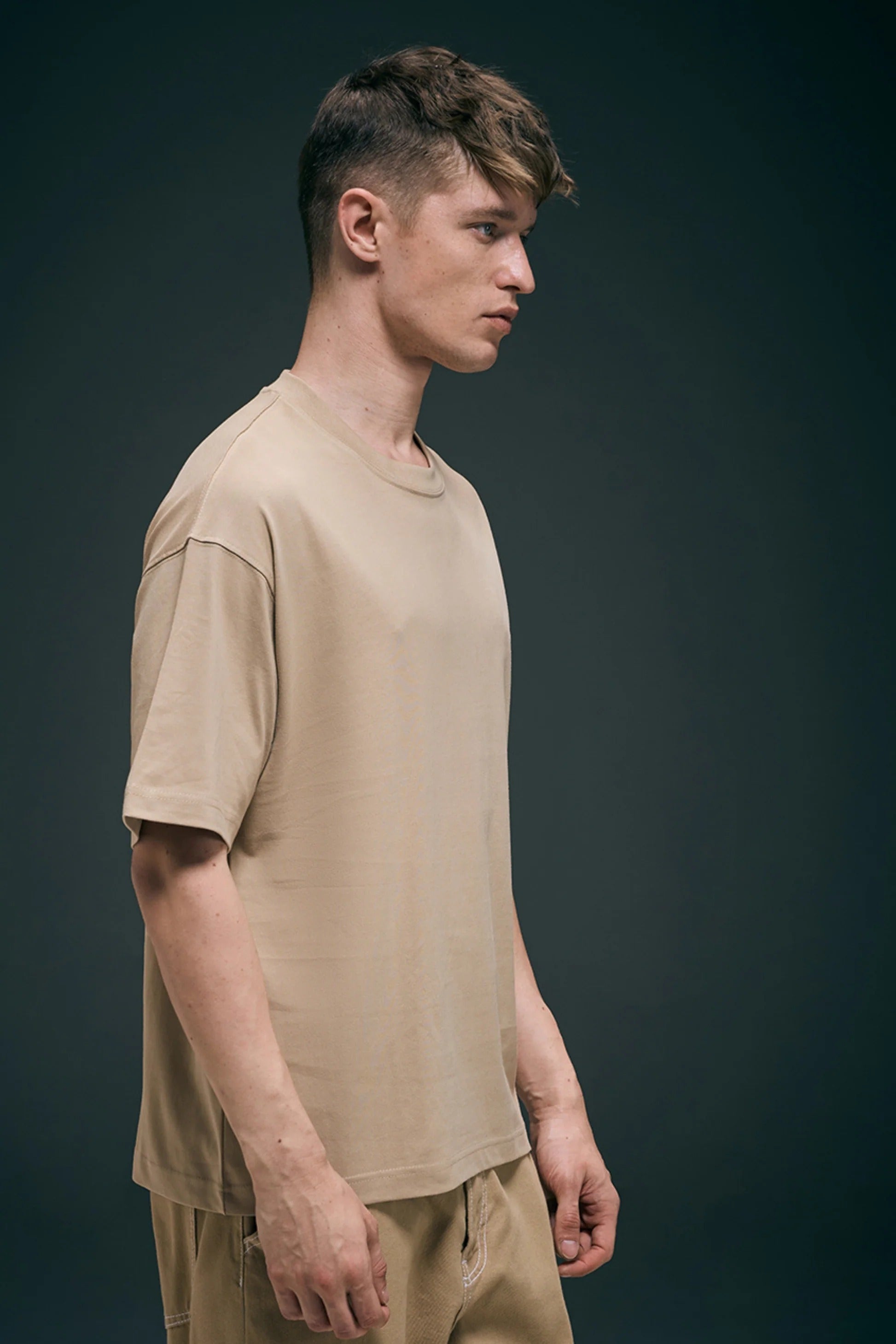 Beige Oversized Drop Shoulder