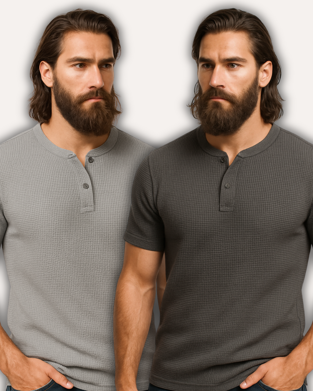 Pack of 2 Waffle Knit Henley T-Shirts